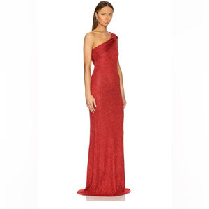 Women's Runaway The Label Red Sequin One Shoulder Maxi Dress S